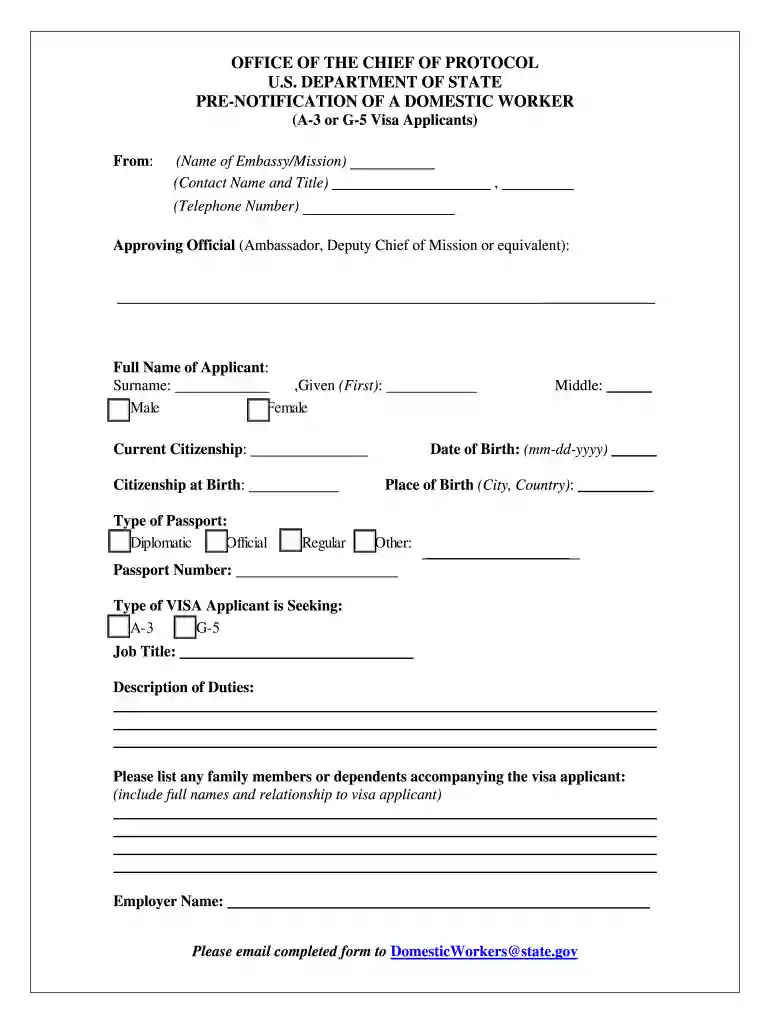 domestic worker application form Preview on Page 1