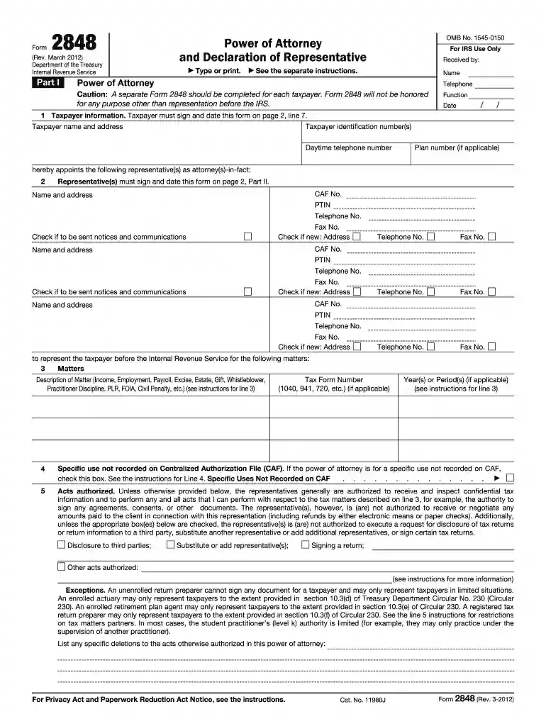 2848 form 2012 Preview on Page 1