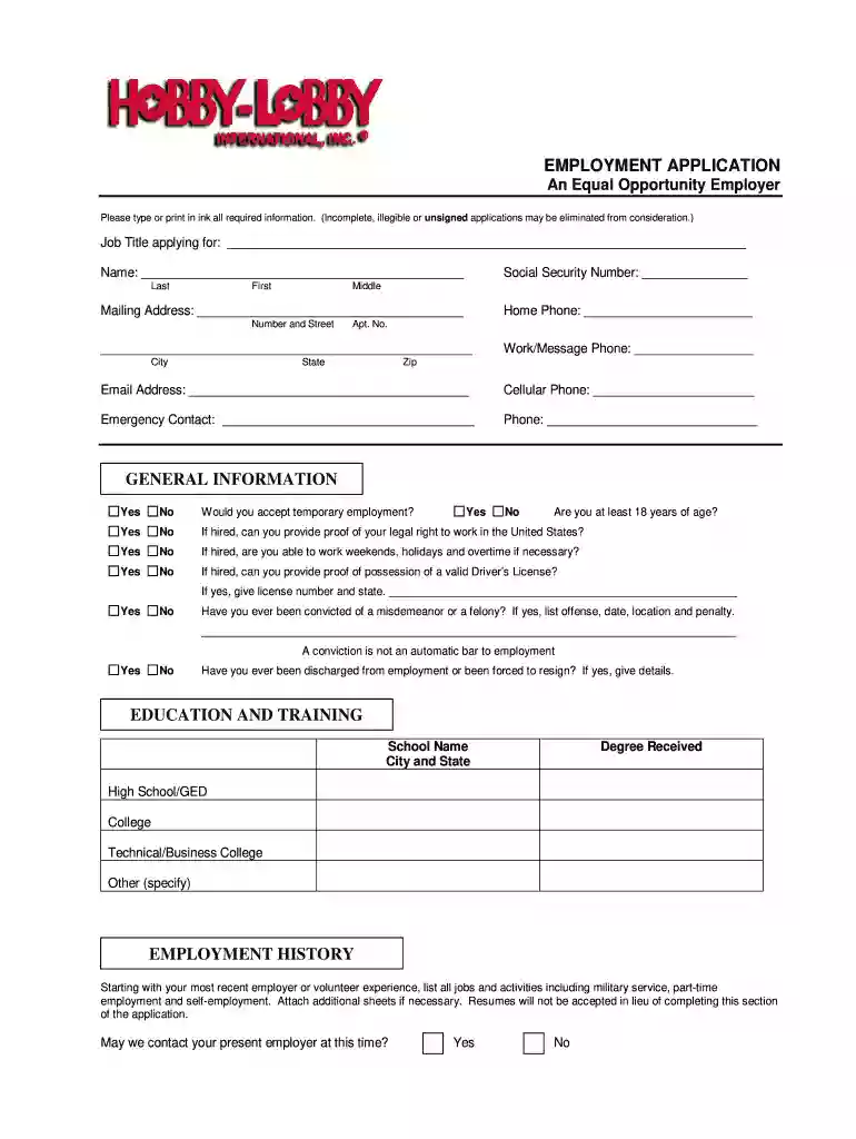 how old do you have to be to work at hobby lobby Preview on Page 1