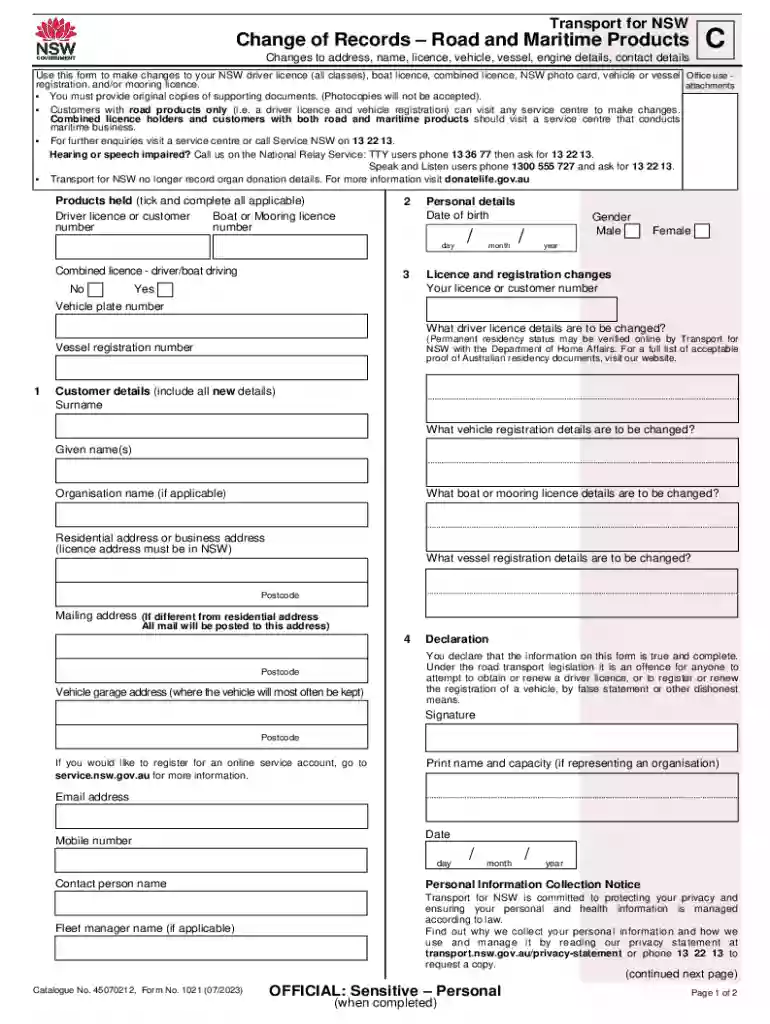 Fillable 45070212-adjustment-of-records Change of Records Preview on Page 1