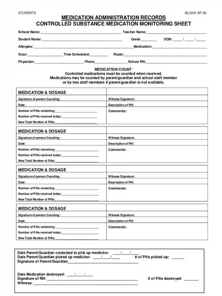School Medication Administration Record Preview on Page 1