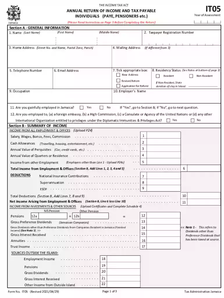 jamaica return income tax Preview on Page 1