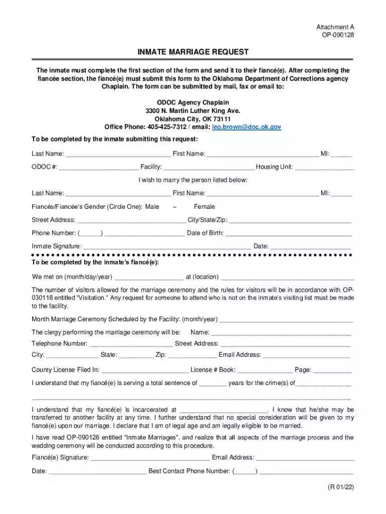 oklahoma inmate marriage request Preview on Page 1