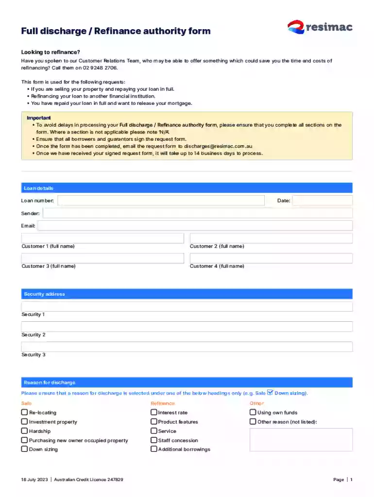 Mortgage Discharge Forms Preview on Page 1