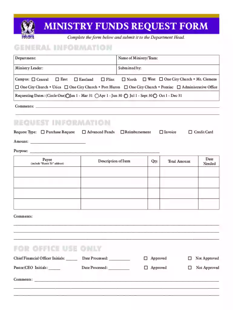 9103 Ministry Funds Request Form 010522 cdr Preview on Page 1