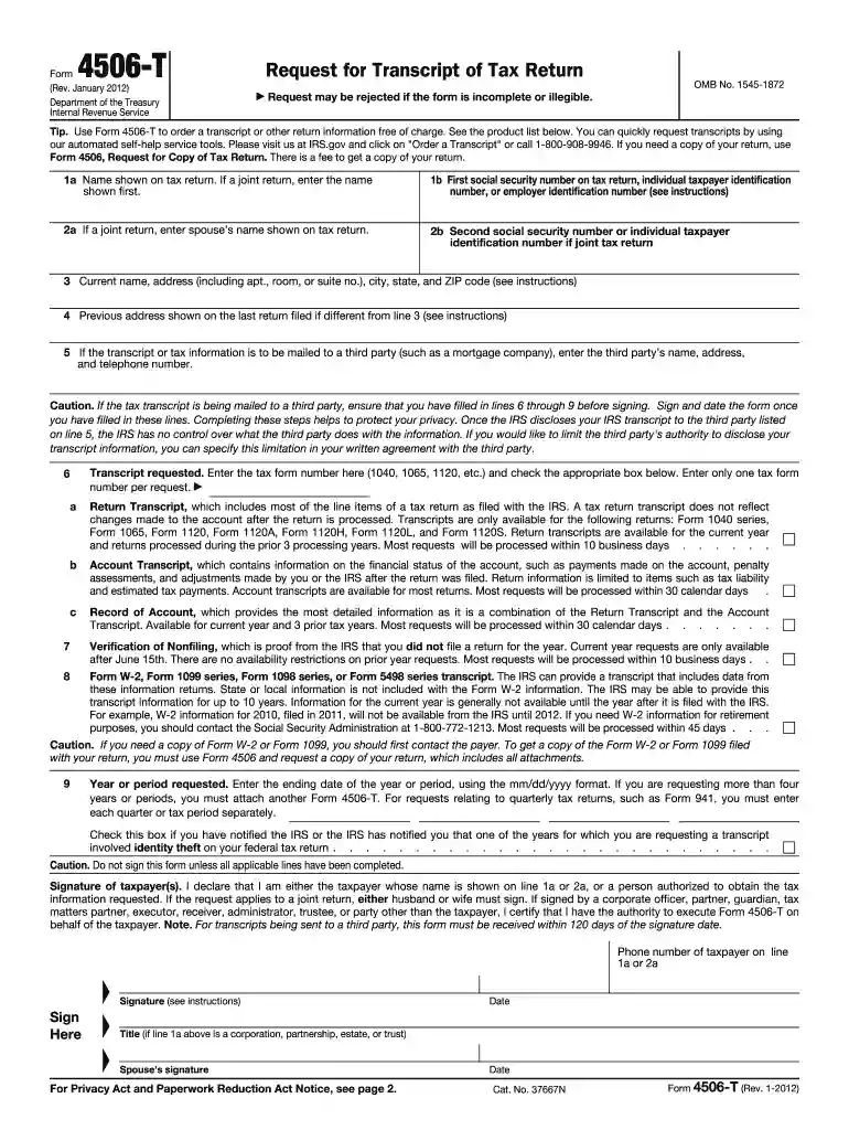 2012 irs transcript Preview on Page 1