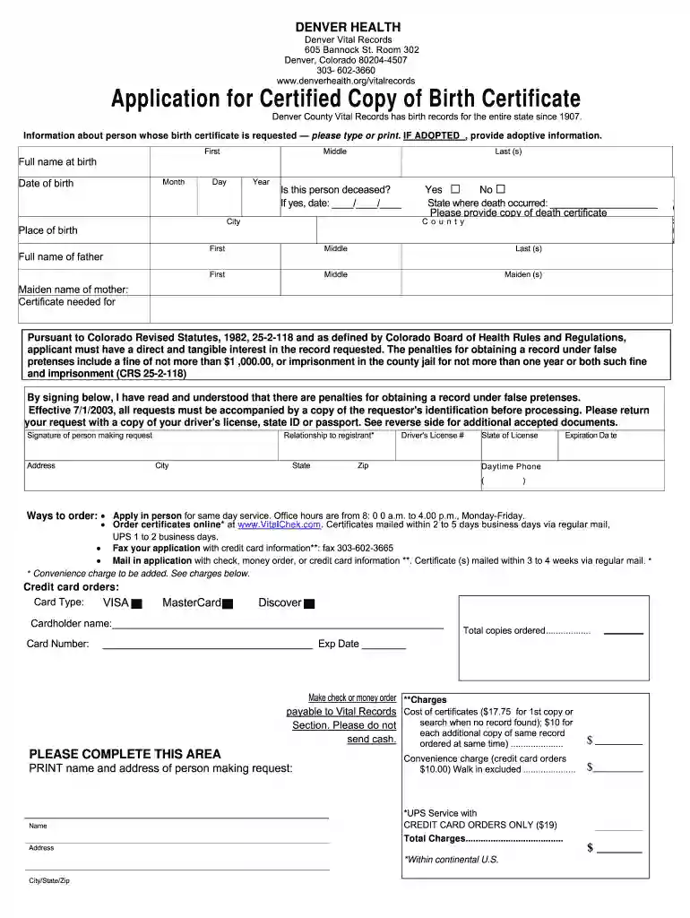 birth certificate colorado Preview on Page 1