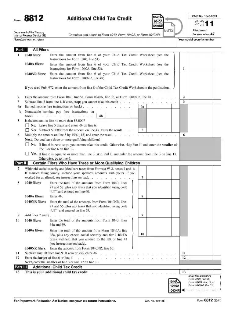 irs form 8812 Preview on Page 1