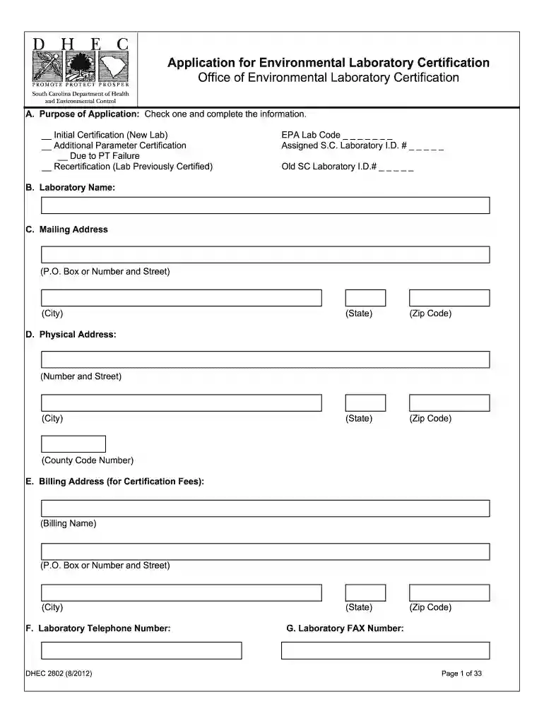 dhec form Preview on Page 1