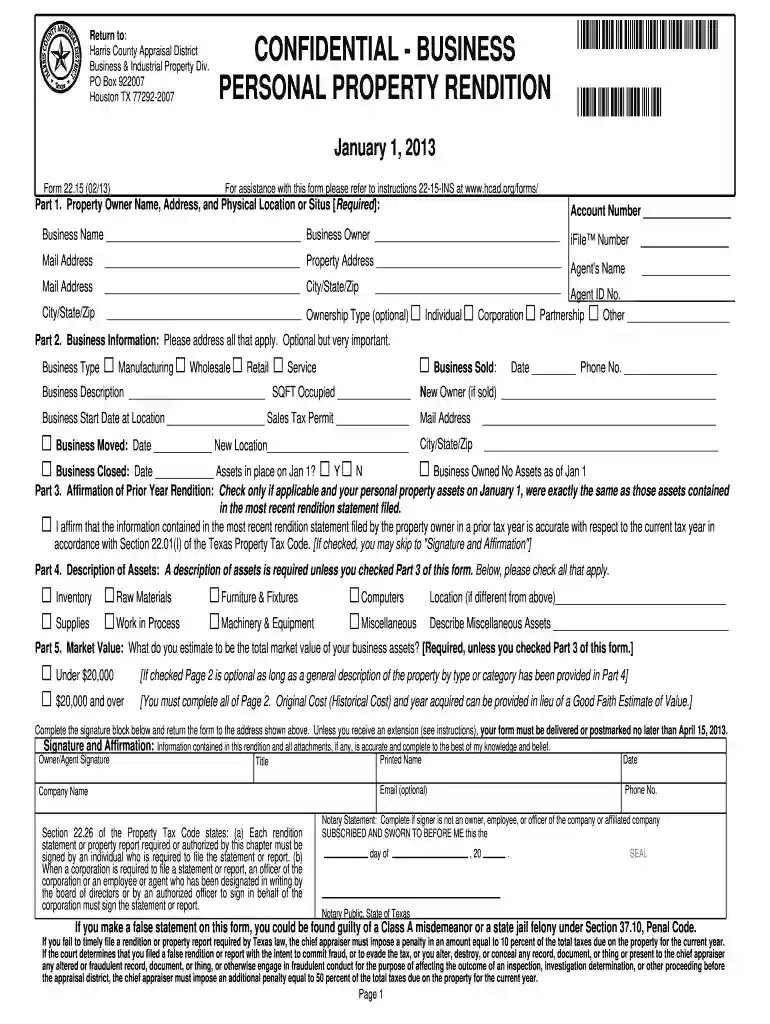 fax number to hcad Preview on Page 1
