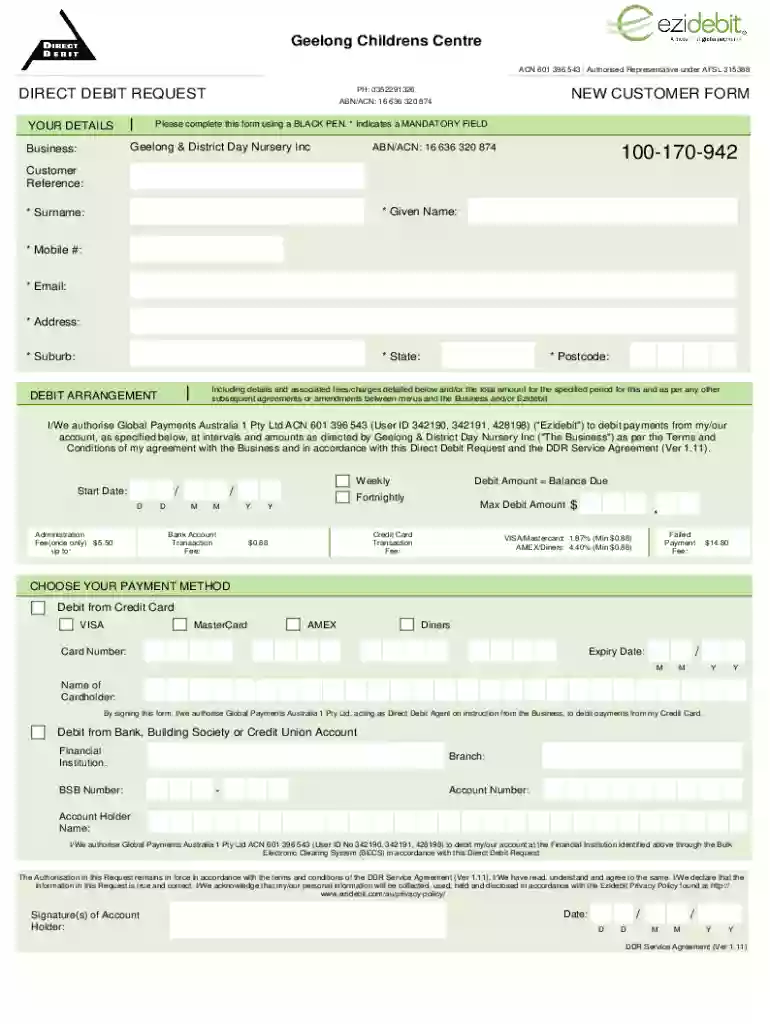 Direct Debt Request Preview on Page 1