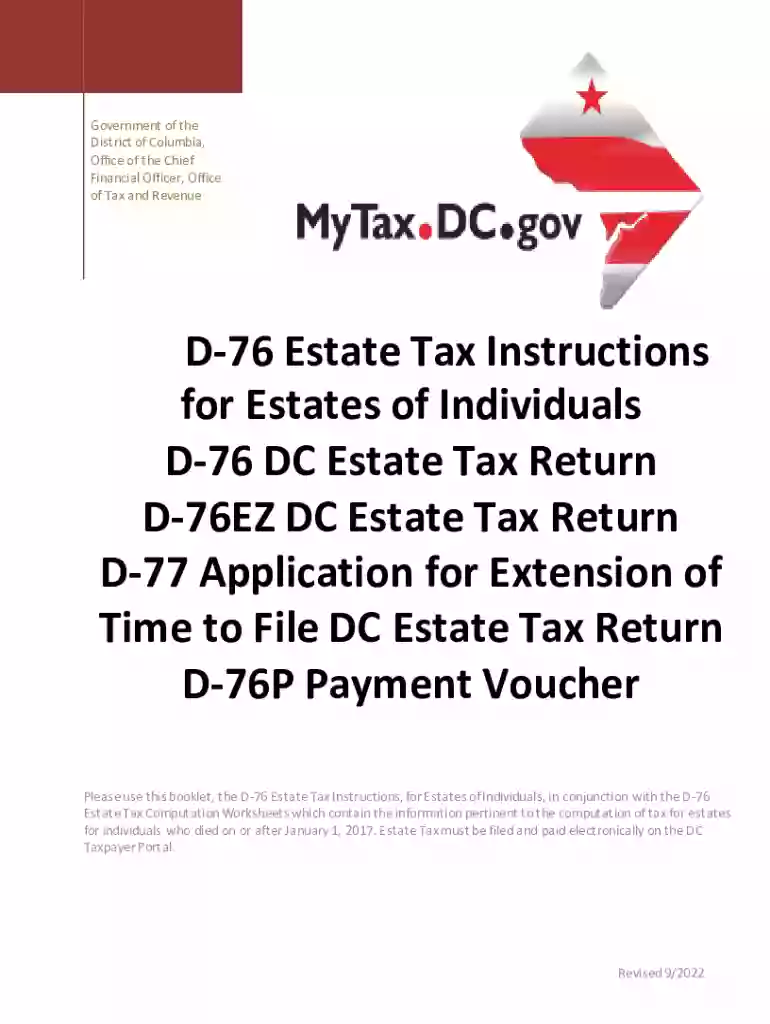 DC Estate Tax Return Instructions Preview on Page 1
