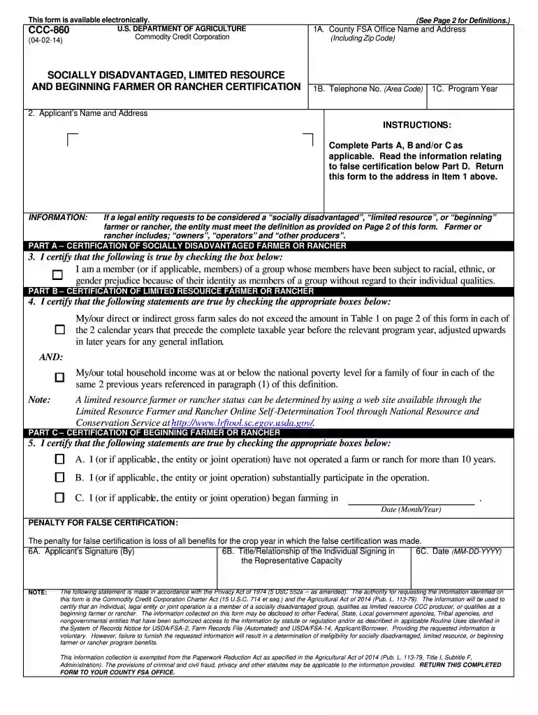 ccc 860 form Preview on Page 1