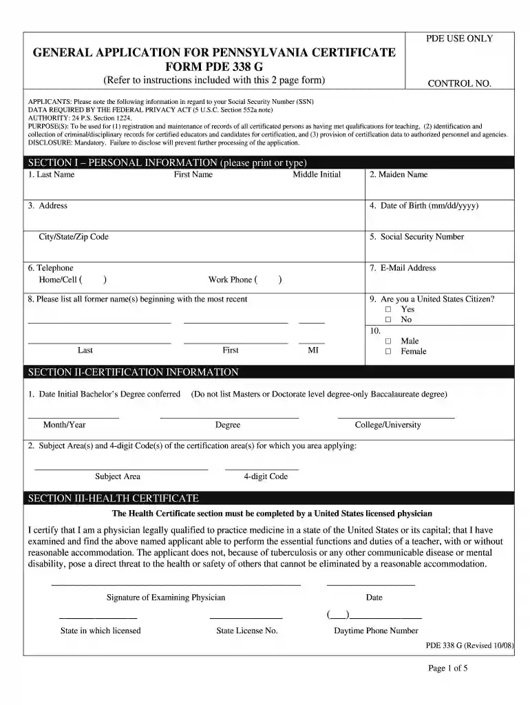 form pde 338 g Preview on Page 1