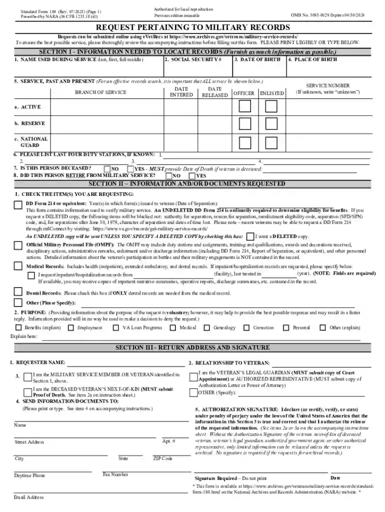 request for military medical records Preview on Page 1