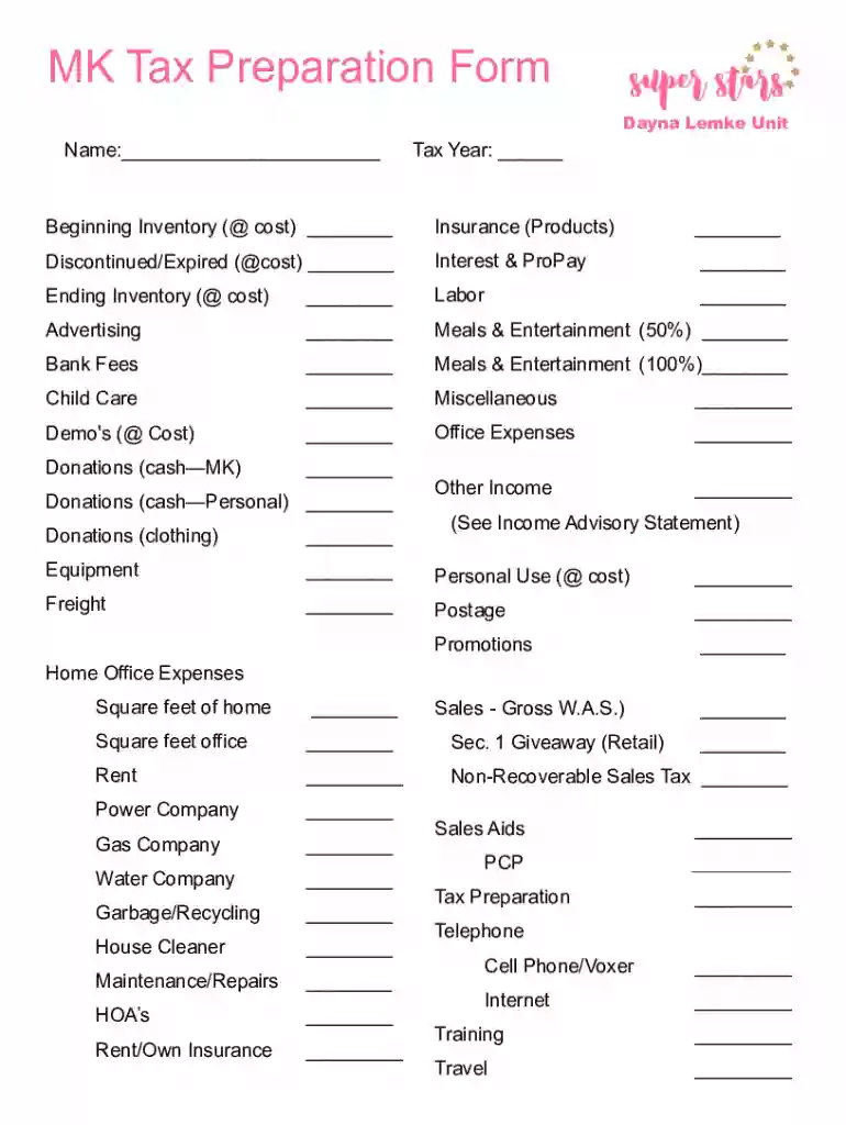 mary kay tax preparation Preview on Page 1