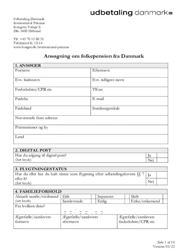 udbetaling danmark international pension Preview on Page 1