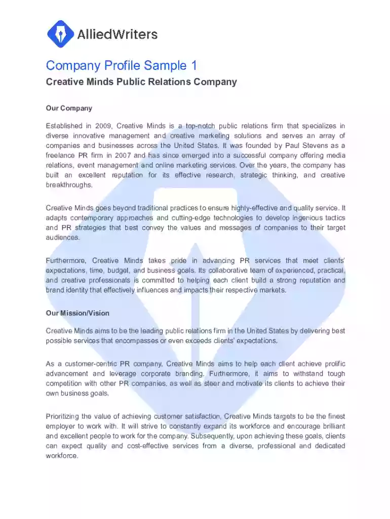 company-profile-sample docx Preview on Page 1