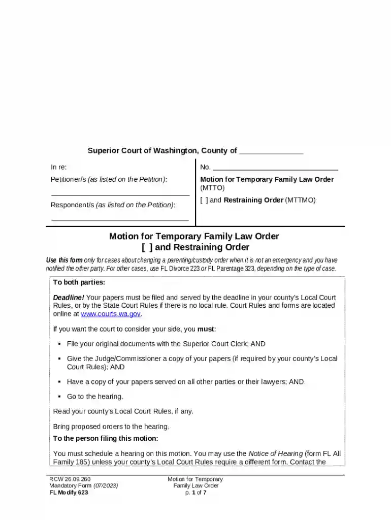 7 Restraining Order - Washington State Courts Preview on Page 1