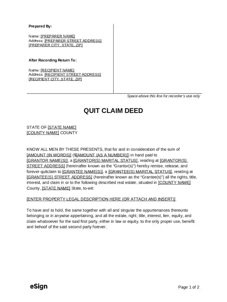 Free Lady Bird Deed FormPDFWord Preview on Page 1