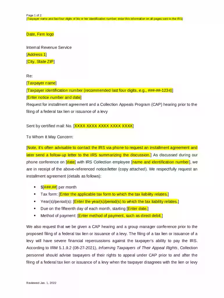 irs-letter-to-request-installment-agreement-and-appeal docx Preview on Page 1