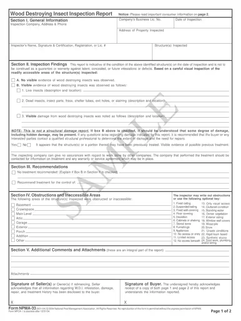 npma 33 form Preview on Page 1