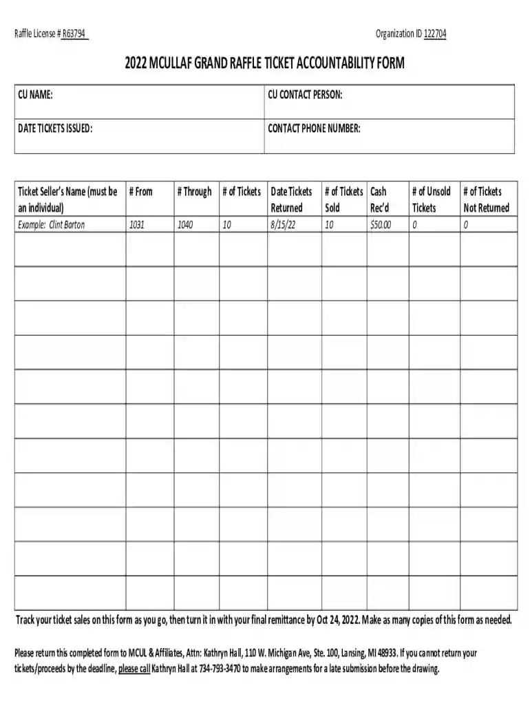 Ticket Lottery Permit: single draw ticket raffle with prizes Preview on Page 1