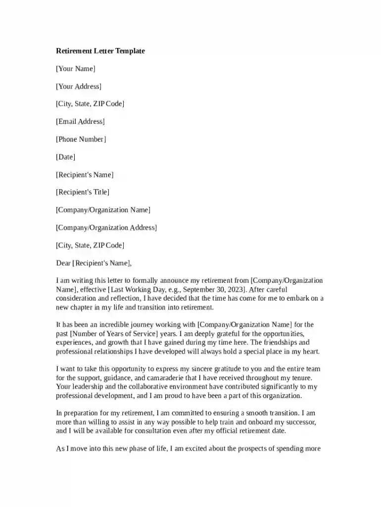 Free Retirement Letter Samples + a Great Template! Preview on Page 1