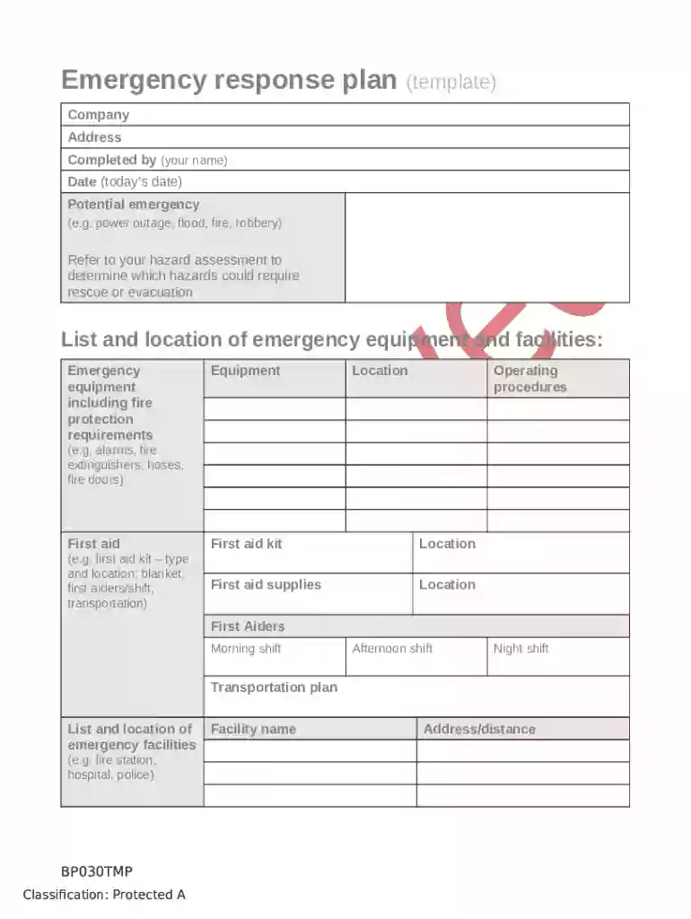 Emergency Response Plan + TemplateStep-by- Preview on Page 1