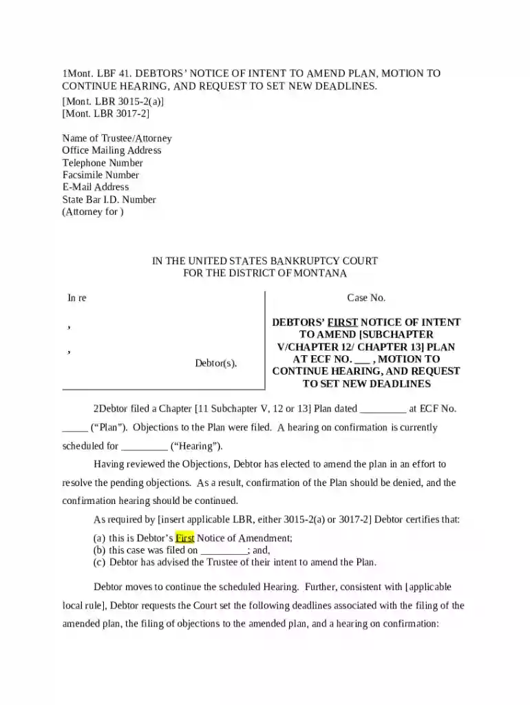 How to Amend a Bankruptcy Form Preview on Page 1