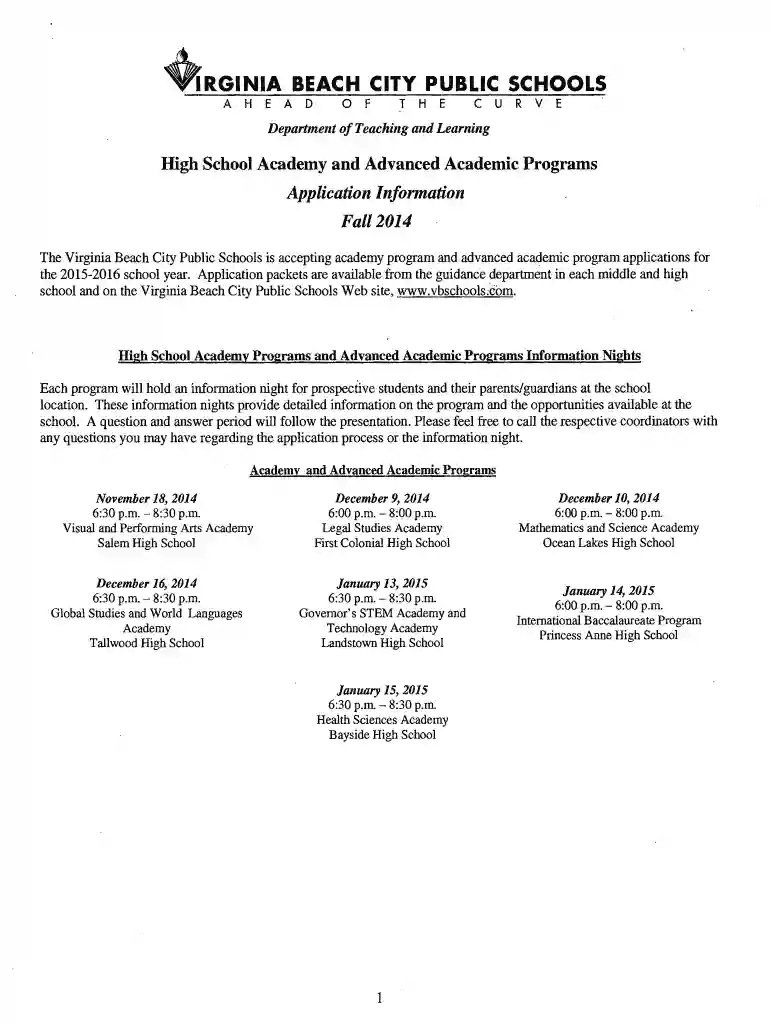 academy application vbcps Preview on Page 1