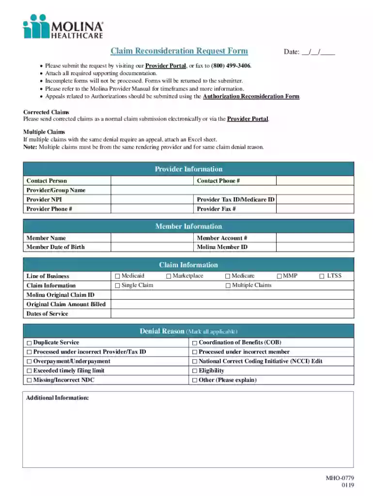 molina reconsideration form Preview on Page 1