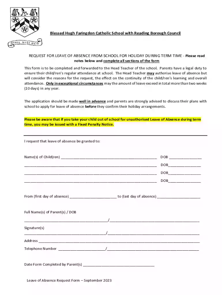 Blessed Hugh Faringdon Supplementary Form Preview on Page 1
