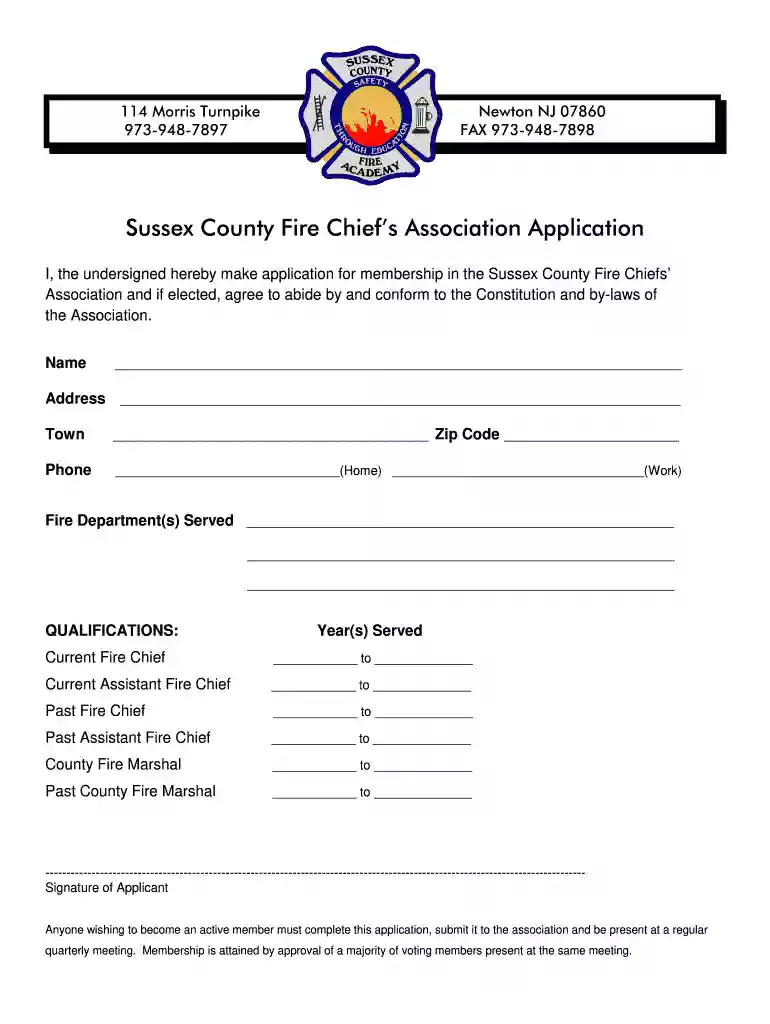 chief association application form Preview on Page 1