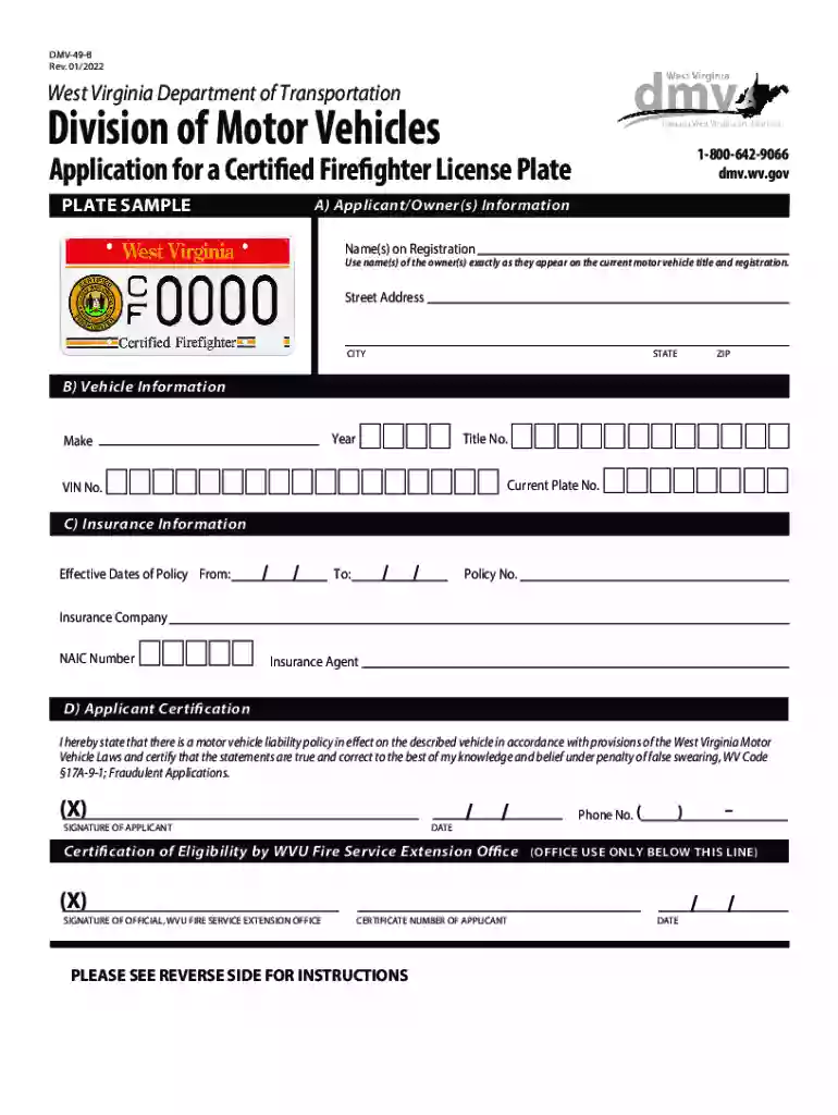 wv firefighter license plate Preview on Page 1