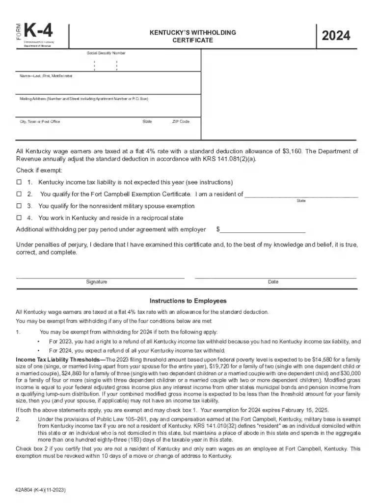kentucky withholding form Preview on Page 1