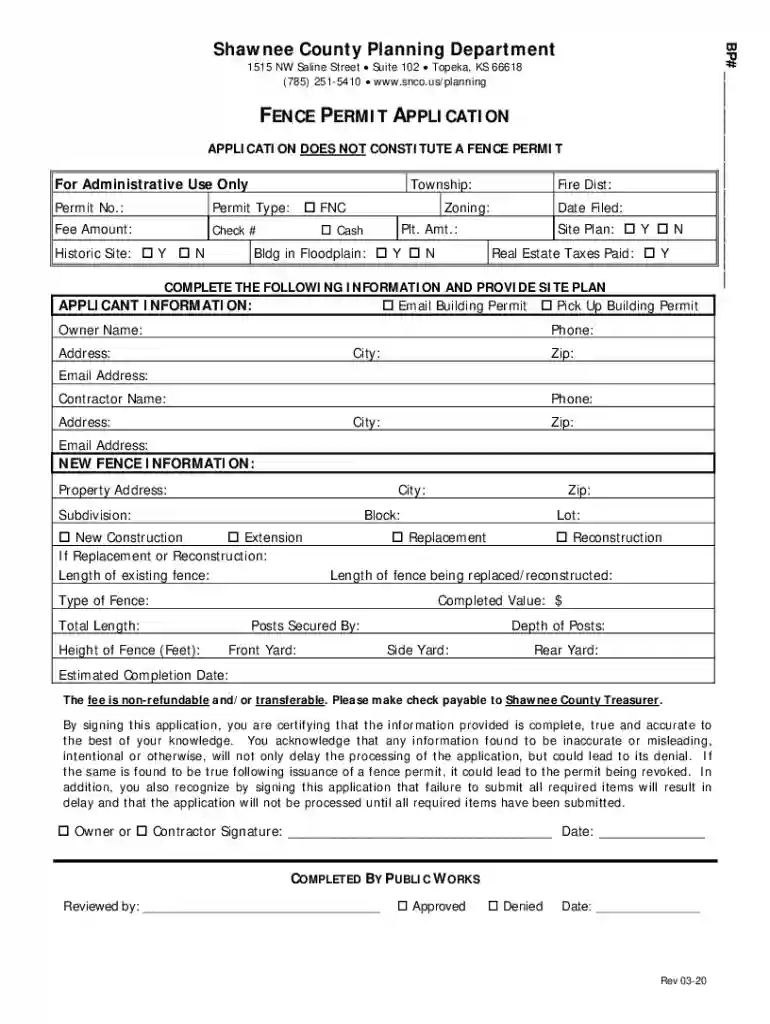 Fence App Only (Rev 3-20) doc Preview on Page 1