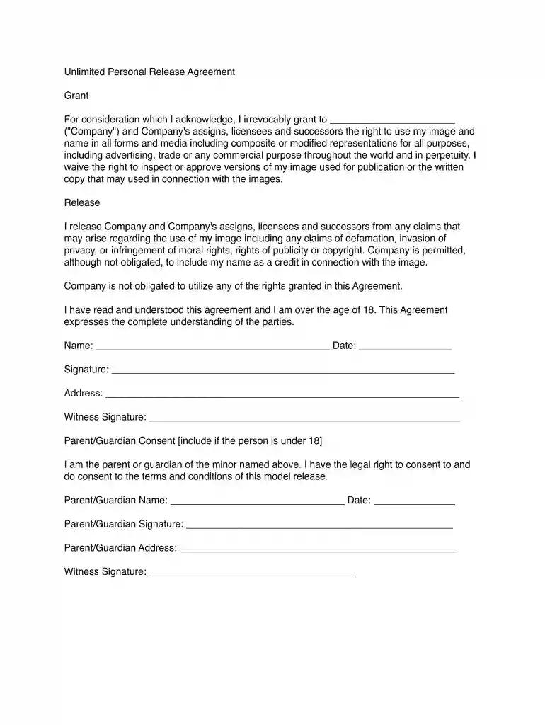 release agreement grant Preview on Page 1