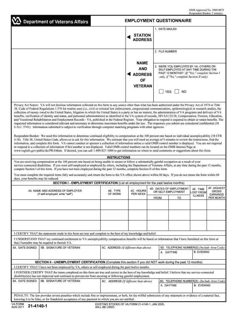 va form 21 4140 Preview on Page 1
