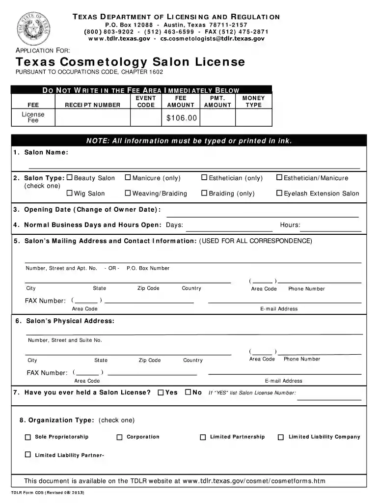 blank cosmetology license california Preview on Page 1