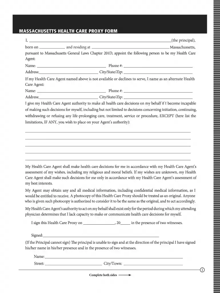 free health care proxy form massachusetts Preview on Page 1