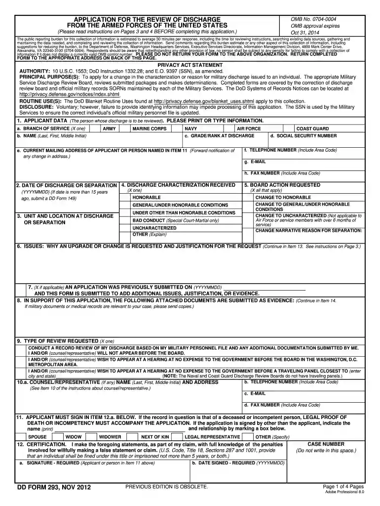 dd form 293 Preview on Page 1