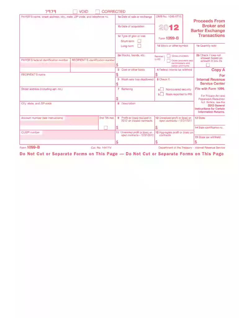 1099 b 2012 form Preview on Page 1