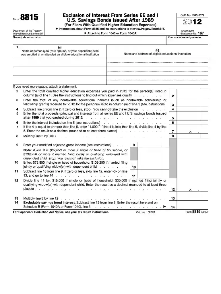 2012 form 8815 Preview on Page 1