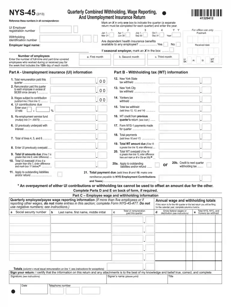 nys 45 form Preview on Page 1