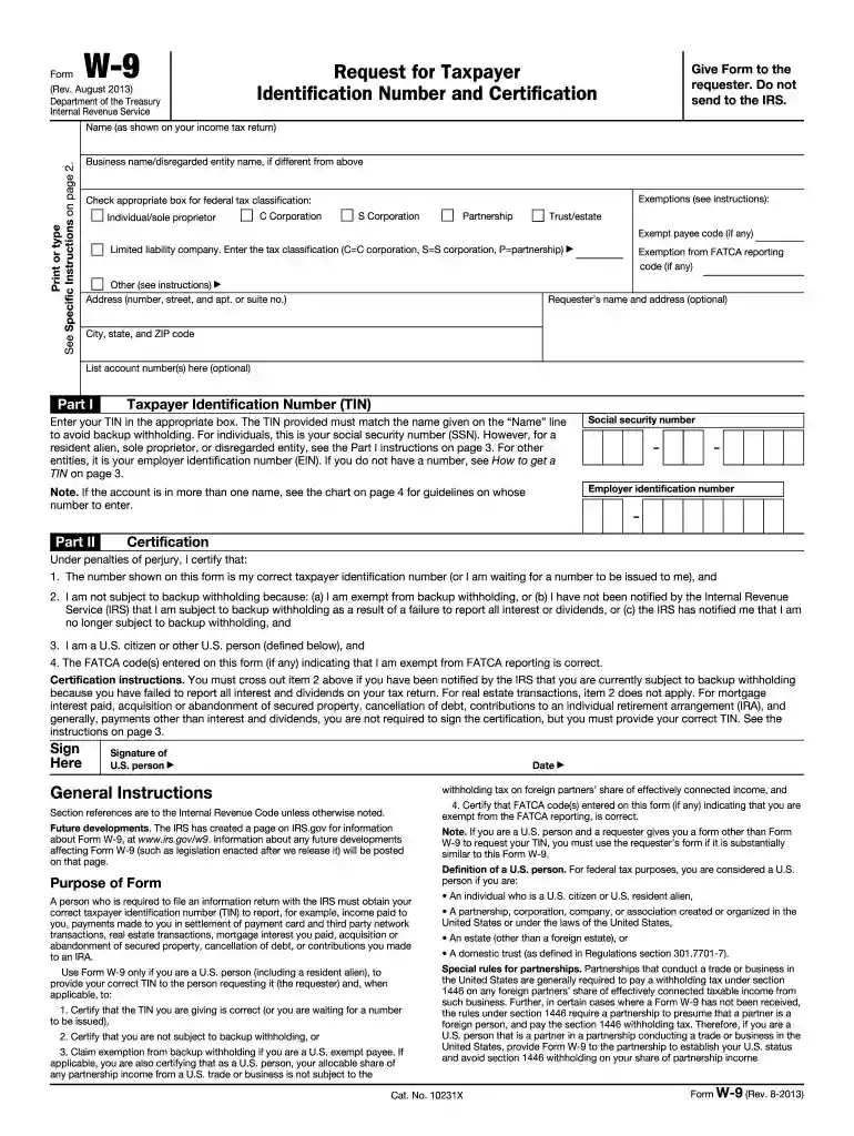 w 9 2013 fillable Preview on Page 1