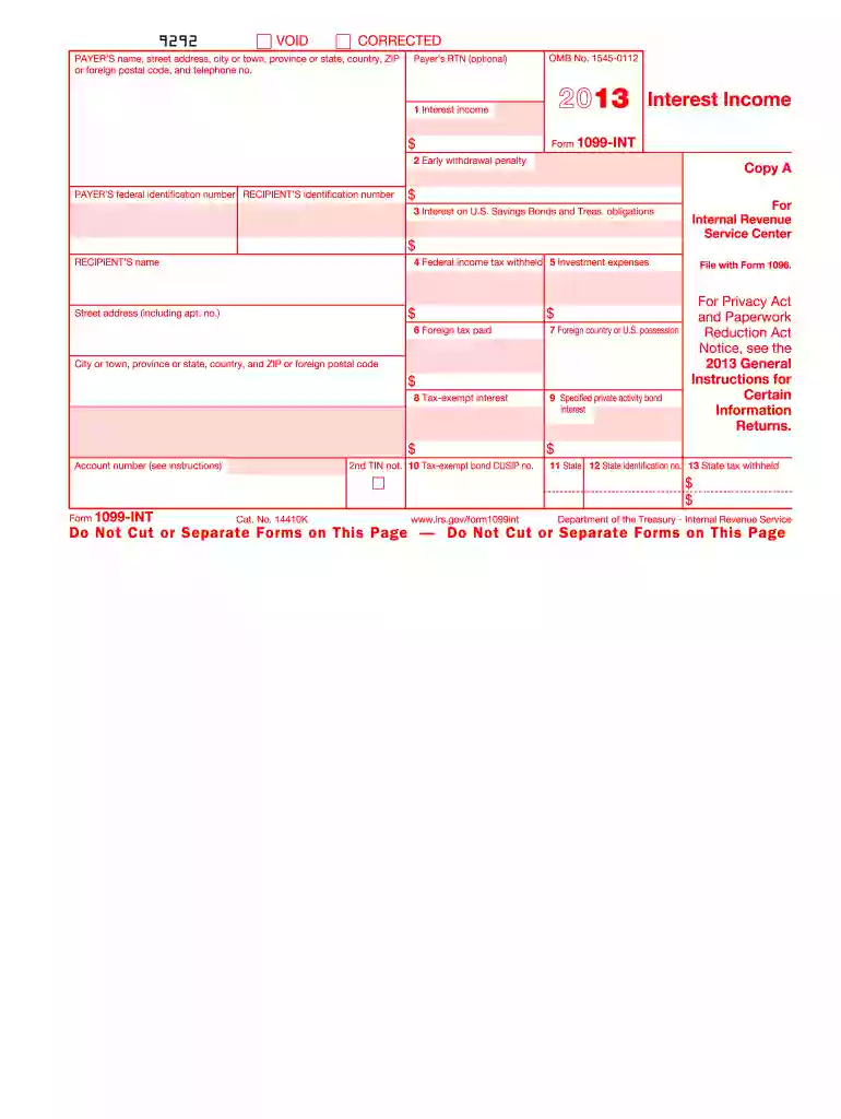 irs form 1099 int rev 10 2013 Preview on Page 1