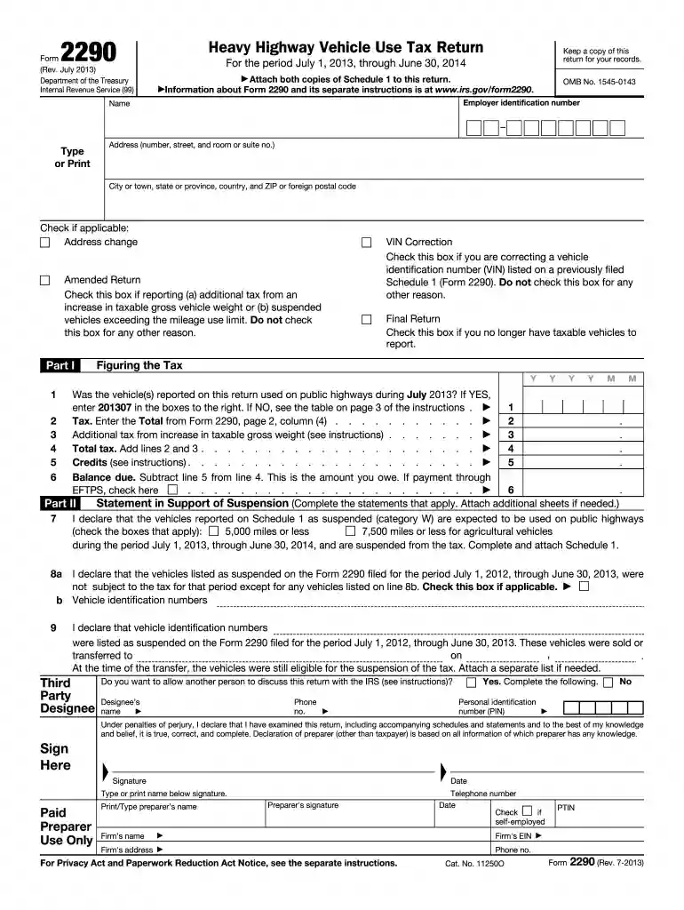 form 2290 2013 Preview on Page 1