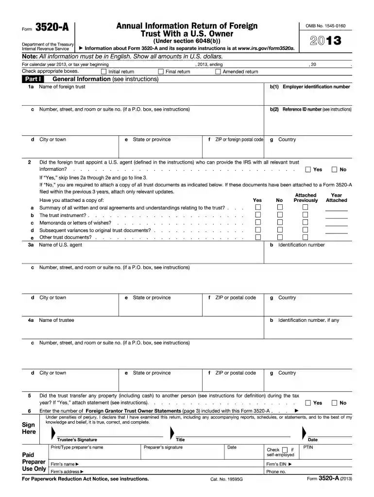2013 form 3520 Preview on Page 1