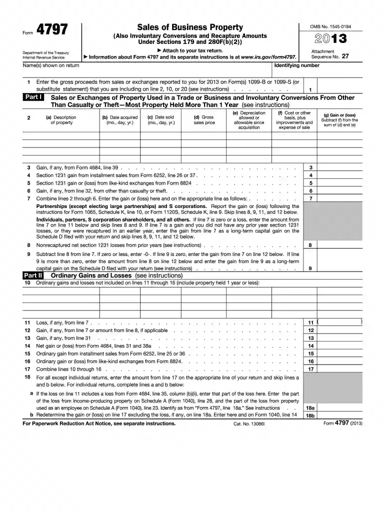 2013 form 4797 Preview on Page 1